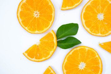 Fototapeta na wymiar fresh orange slices on white background