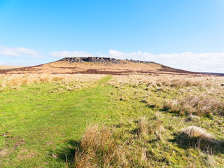 Across open Derbyshire moorland to the distant Higger Tor.