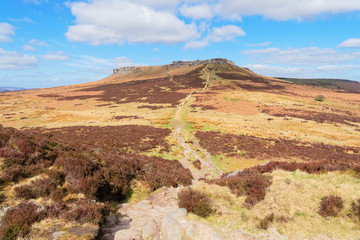 Over the wide expanse of the Derbyshire Peak District to Higger Tor.
