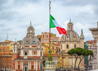 Trajan's Column and churches, Rome, Italy