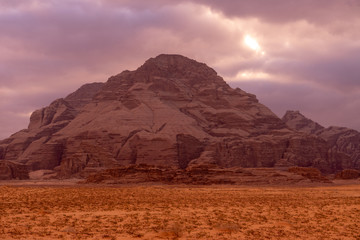 Wadi Rum, Jordanian desert landscape.