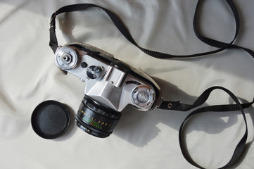 old camera on white background