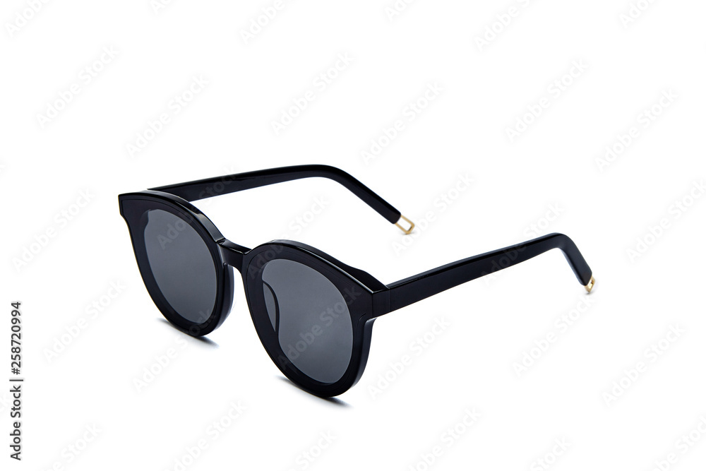 Wall mural Black framed sunglasses on white background