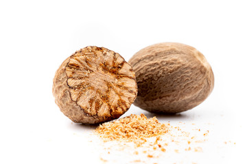 nutmeg on white background