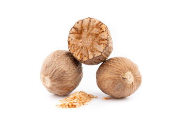 nutmeg on white background