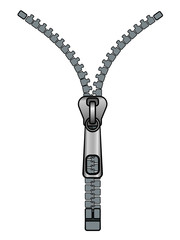 Zipper closure close-up. Zipper outline. Linear Vector Image. Linear image with gradient.	