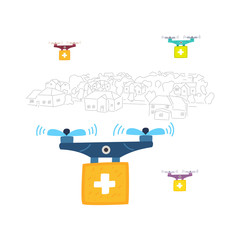 A set of drone bright colors new technologies