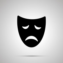 Sad drama mask silhouette, simple icon