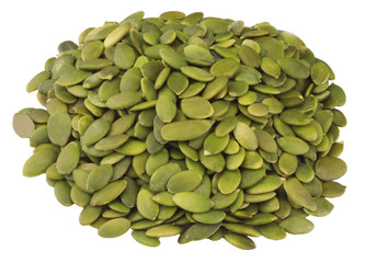 Pumpkin seeds isolated on white.