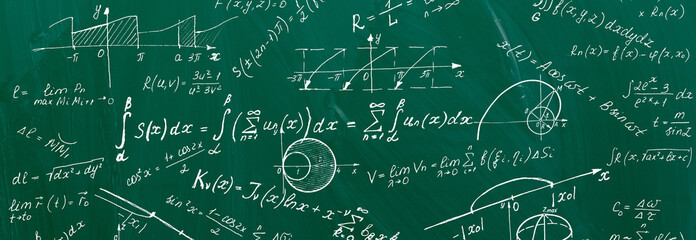 Close up of math formulas on a blackboard