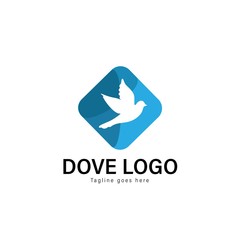 Dove logo template design. Dove logo with modern frame vector design