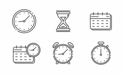 Set of time related line icon. Time related vector illustration 