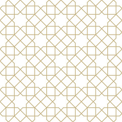 Seamless golden oriental pattern. Islamic background. Arabic linear texture. Vector illustration