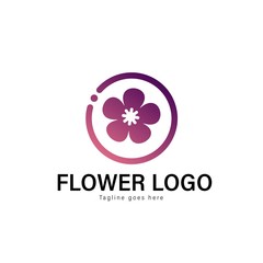 Flower logo template design. Flower logo with modern frame vector design