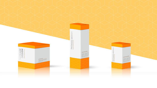 Box, orange packaging template for product vector design illustration