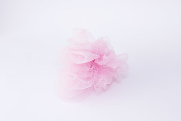 pink Wisp Bast isolated on white Background Bathroom Accessories Body Care Top View