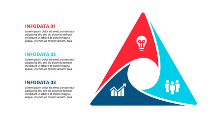 Vector cycle infographic. Diagram with 3 options or steps. Presentation slide.