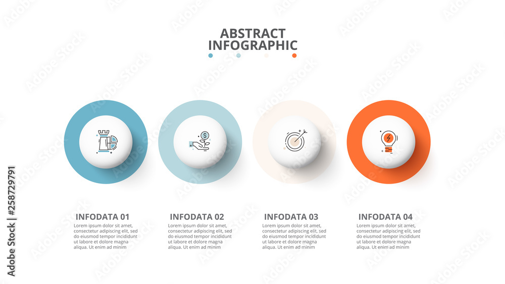 Poster vector circles with shadows. infographic template with 4 opions or steps.