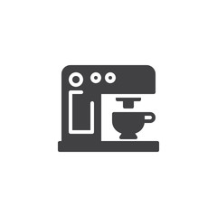 Coffee machine vector icon. filled flat sign for mobile concept and web design. Coffee maker with cup glyph icon. Symbol, logo illustration. Pixel perfect vector graphics