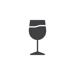 Wine glass vector icon. filled flat sign for mobile concept and web design. Glass of wine glyph icon. Bar symbol, logo illustration. Pixel perfect vector graphics