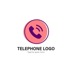 Telephone logo template design. Telephone logo with modern frame vector design