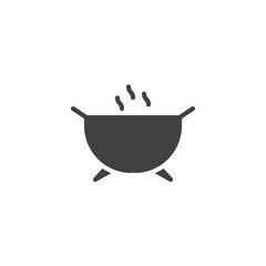 Cauldron with boiling water vector icon. filled flat sign for mobile concept and web design. Boiler pot glyph icon. Symbol, logo illustration. Pixel perfect vector graphics