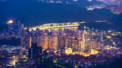 High view of Taiwan cityscape night light in Taipei 5