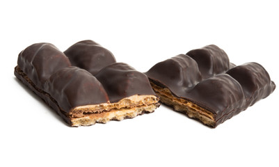 waffle in chocolate isolated