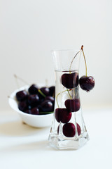 juicy dark cherries on a white background 1