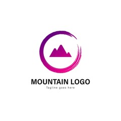 Mountain logo template design. Mountain logo with modern frame vector design