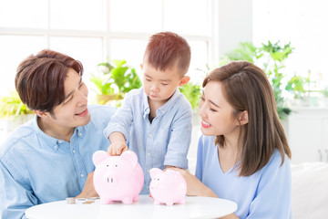 Family saving money concept