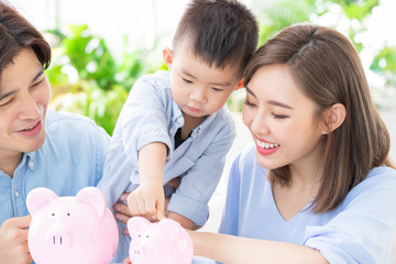 Family saving money concept