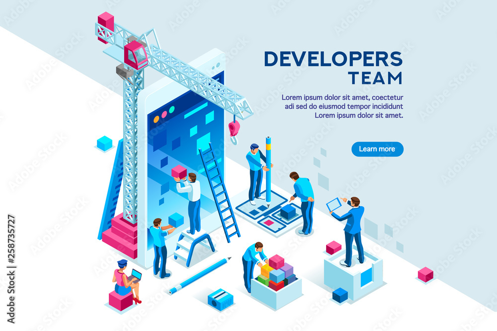 Wall mural ui design concept with character and text for designer. device content place infographic. software g