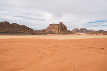 Middle East desert in Jordan. Landscape view