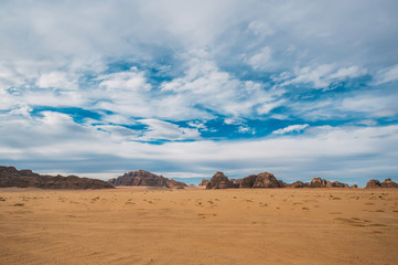 Fototapeta na wymiar Wadi Rum Desert. Jordan Wadi Rum Landscape