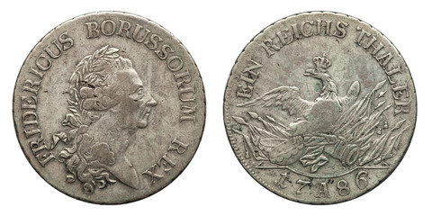 Silver coin germany prussia 1 taler Friedrich 1786