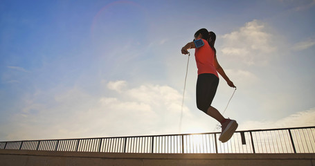 woman sport and rope skipping