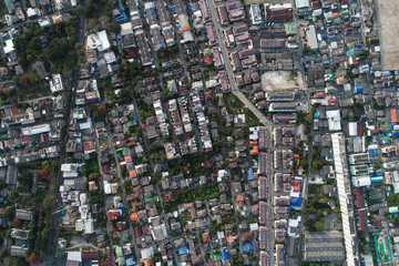 Modern city home and office block building with road