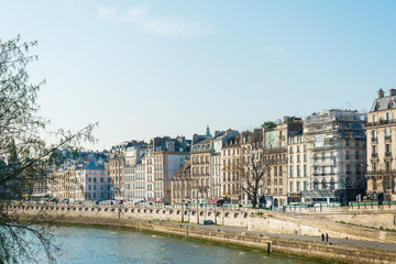 PARIS, FRANCE - MARCH 31, 2019: Scenery on the banks of the Seine in Paris