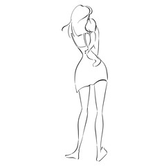 Outline sketch of a mother holding a baby