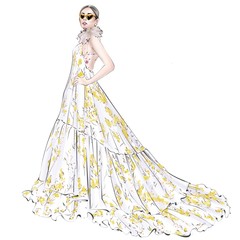 Funky looking lady in gorgeous long gown