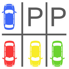 parked cars in a parking zone over white background. vector illustration
