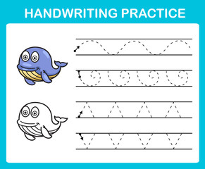 Handwriting practice sheet illustration vector