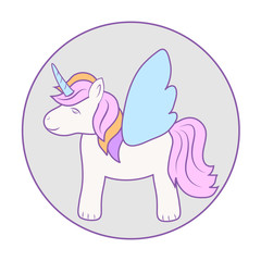 hand drawing cartoon cute unicorn icon stock vector illustration design