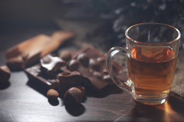Brewed tea on a serving table