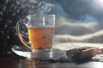 Brewed tea on a serving table