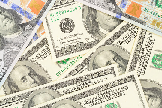 Some one hundred dollars background. High resolution photo of money macro.