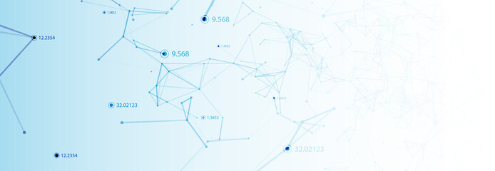 Abstract polygonal vector background with connecting dots and lines. Digital data visualization.