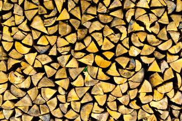 Pile of stacked wood background