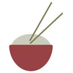 Bowl of rice flat illustration on white